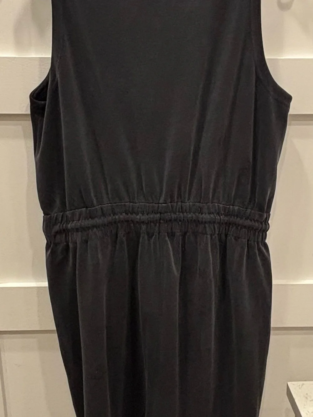 Athleta Seaside Soft Black Sleeveless Midi Drawstring Dress